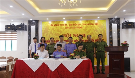 Liên ngành Công an – Viện kiểm sát – Tòa án huyện Đan Phượng ký kết quy...