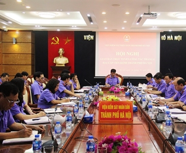 Hội nghị giao ban trực tuyến 02 cấp Viện KSND thành phố Hà Nội tháng 4/2019