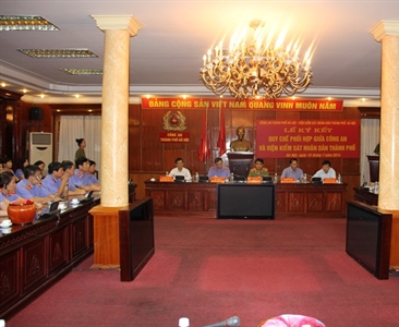 Lễ ký quy chế phối hợp giữa Công an và Viện kiểm sát nhân dân thành phố Hà...