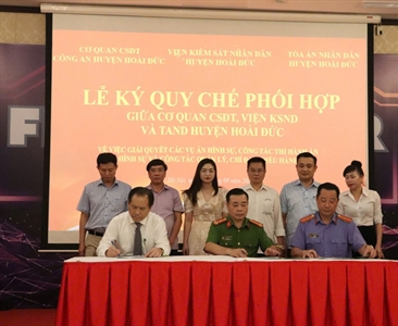 Viện KSND huyện Hoài Đức tổ chức Lễ ký kết quy chế phối hợp liên ngành