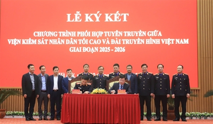 Lễ ký kết chương trình phối hợp tuyên truyền giữa VKSND tối cao và Đài...