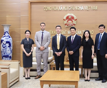 Viện trưởng VKSND tối cao tiếp Đại sứ đặc mệnh toàn quyền Liên minh châu Âu