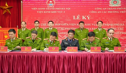 Viện KSND khu vực 3 - Hà Nội ký Quy chế phối hợp với Công an 10 phường...