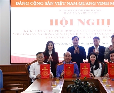 Lễ Ký kết Quy chế phối hợp giữa Công an xã Hồng Sơn - Viện Kiểm sát nhân dân...