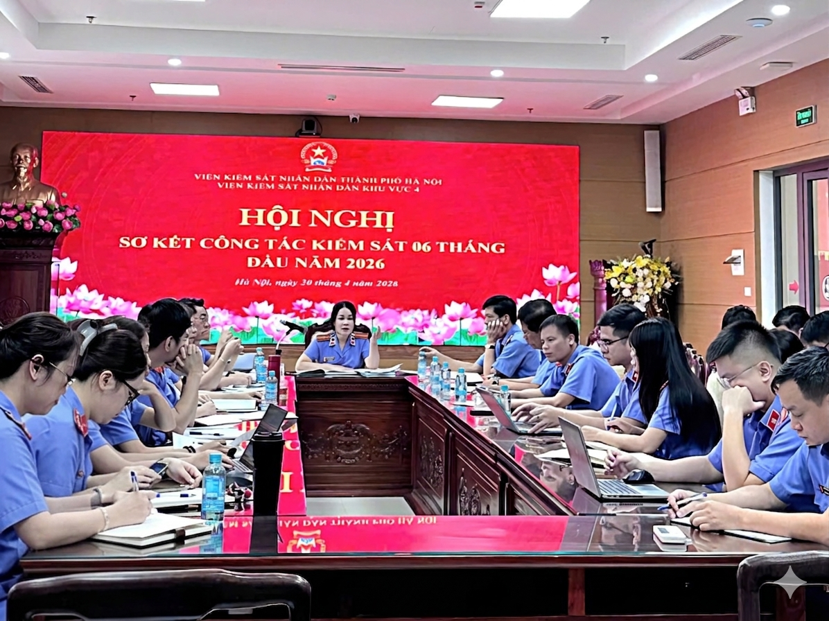Viện KSND khu vực 4 - Hà Nội tổ chức Hội nghị sơ kết công tác 6 tháng đầu năm 2026 và khen thưởng đột xuất phong trào thi đua nhập phần mềm quản lý án hình sự