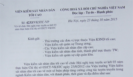 Triệu tập Hội nghị trực tuyến sơ kết 03 năm thực hiện Chỉ thị số...