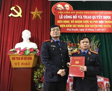 Lễ công bố, trao quyết định bổ nhiệm chức vụ Phó Viện trưởng Viện KSND huyện...